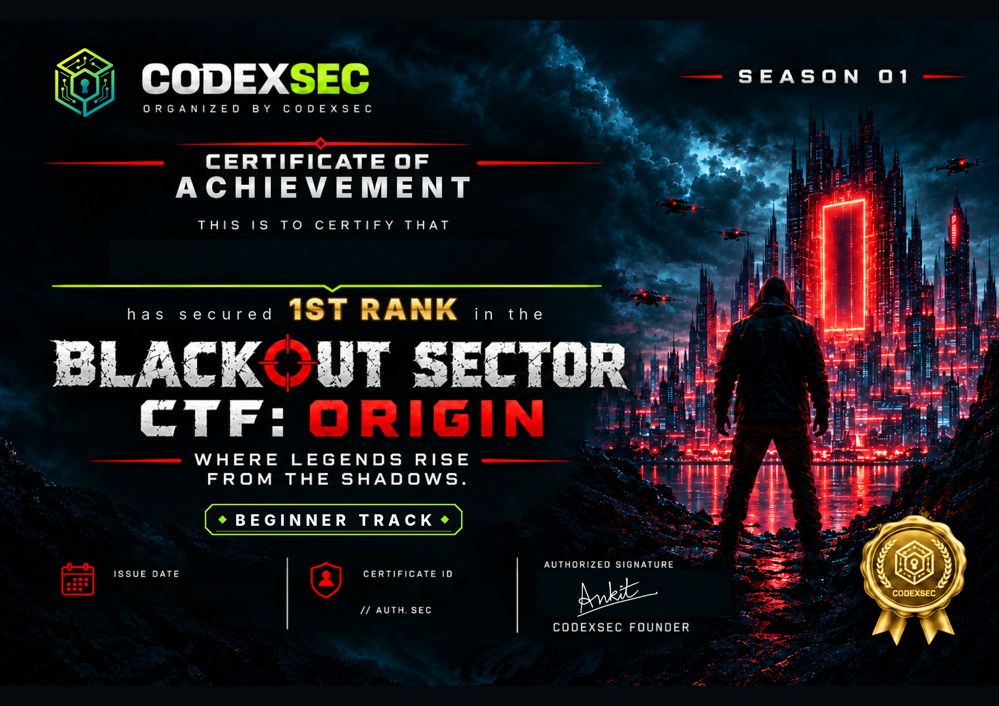 BlackOut Sector CTF: Origin - 1st Place Champion (Beginner Track)
