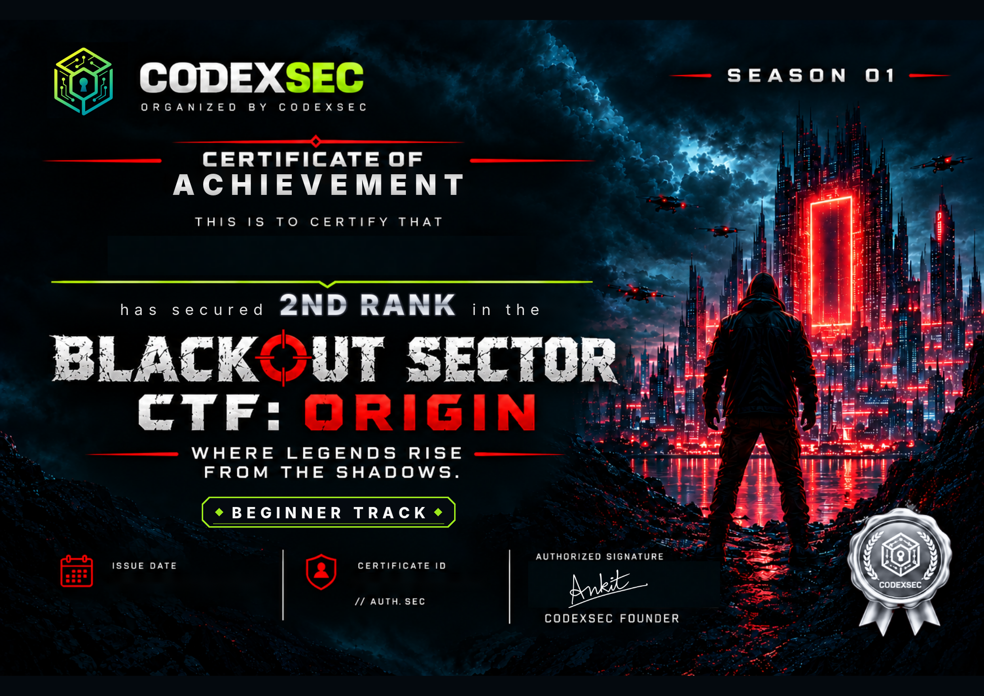 BlackOut Sector CTF: Origin - 2nd Place Finalist (Beginner Track)