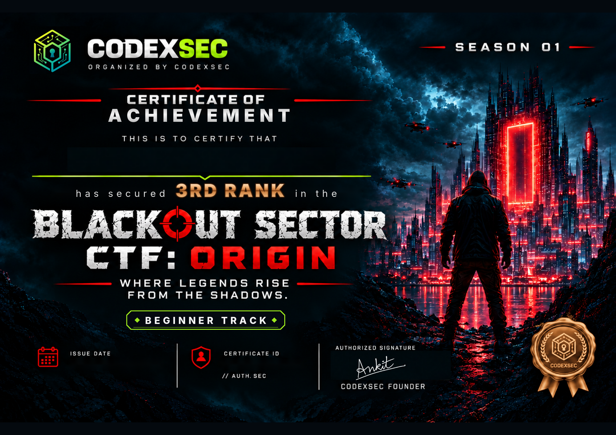 BlackOut Sector CTF: Origin - 3rd Place Finalist (Beginner Track)